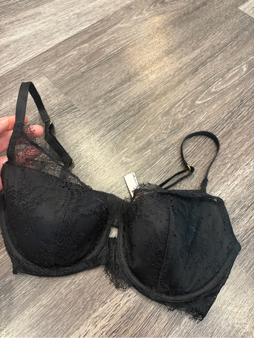 Victoria's Secret Black Lace Underwire Bra - Sheer Overlay